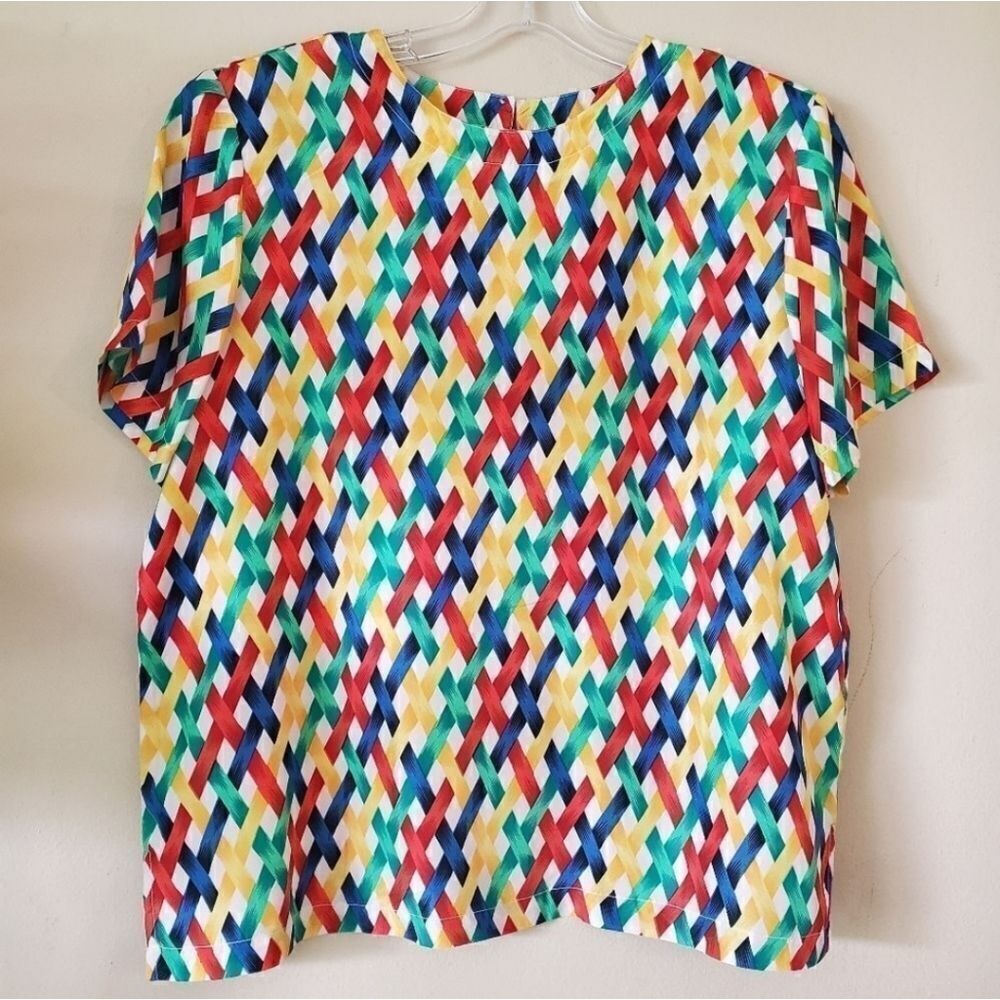 BEDFORD FAIR Lifestyle Women's 100% Silk Top Multicolor Size‎ Large